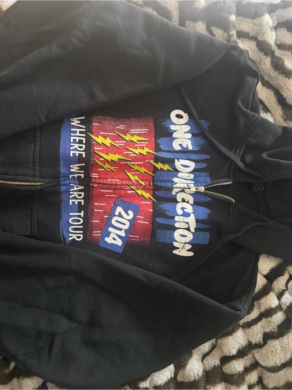 One Direction Where We Are Tour 2014 Black Zip Up Hoodie